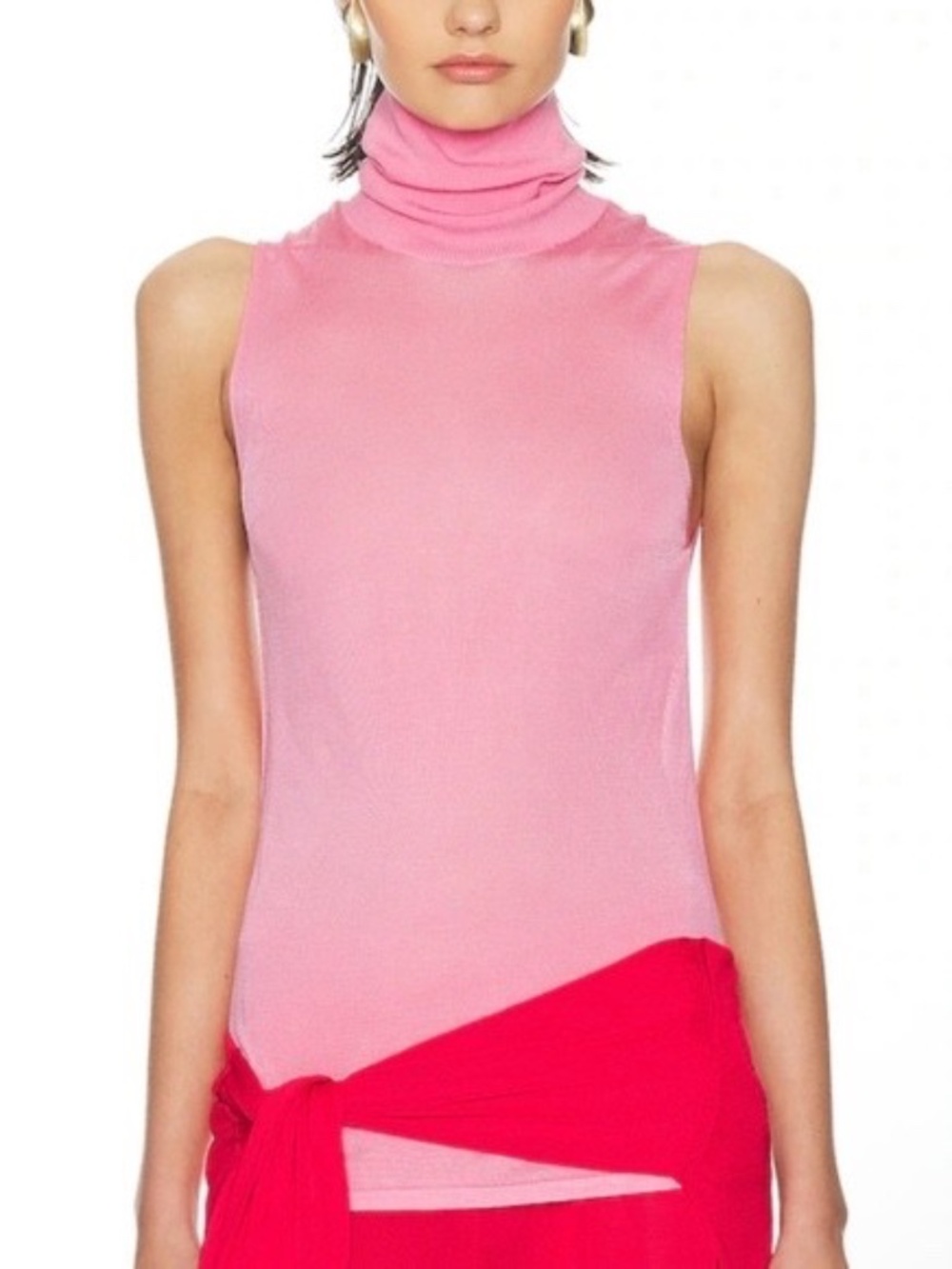 Helsa Arlena Sleeveless Turtleneck in Pink Size S NWT